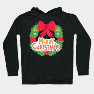 Merry Christmas Wreath Sticker Hoodie